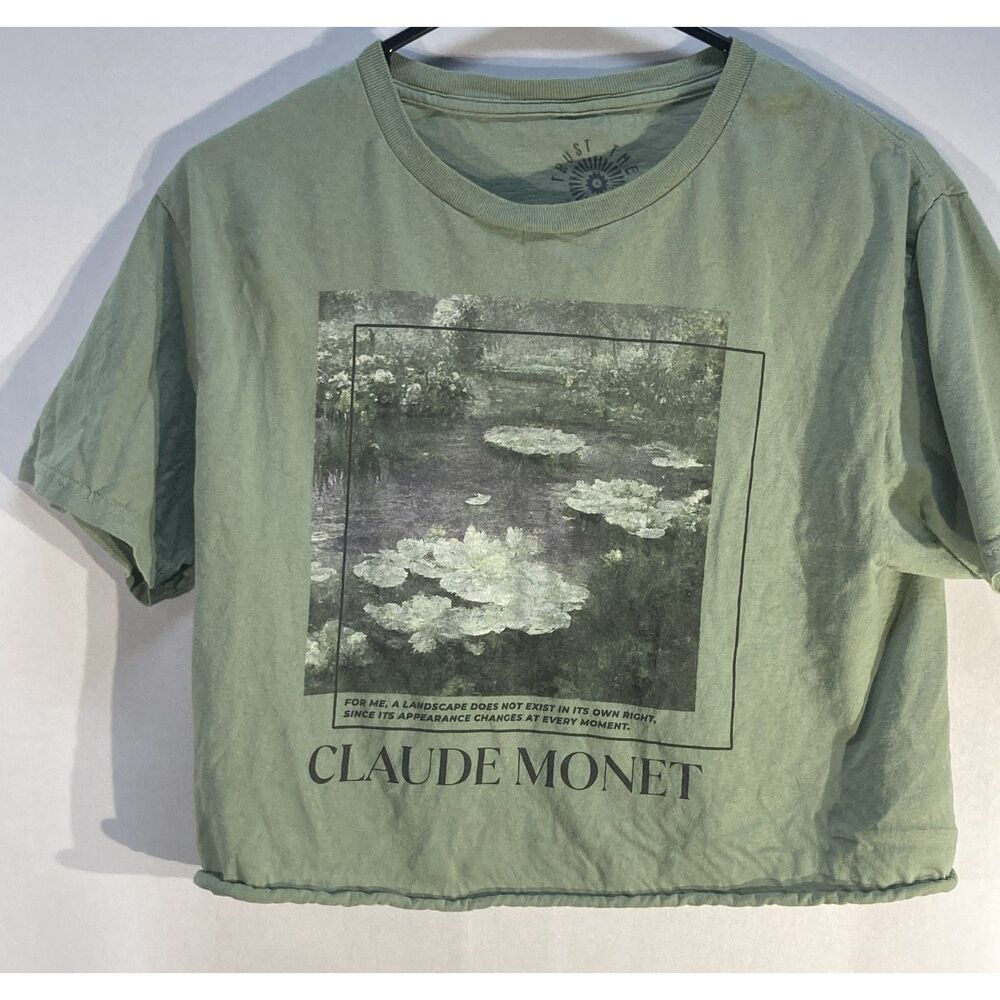 Claude Monet Water Lilies Graphic Tee Size S Sage Green Art History Crop Top